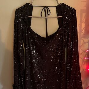 Lucy in the Sky Black Dress with Silver Sparkle